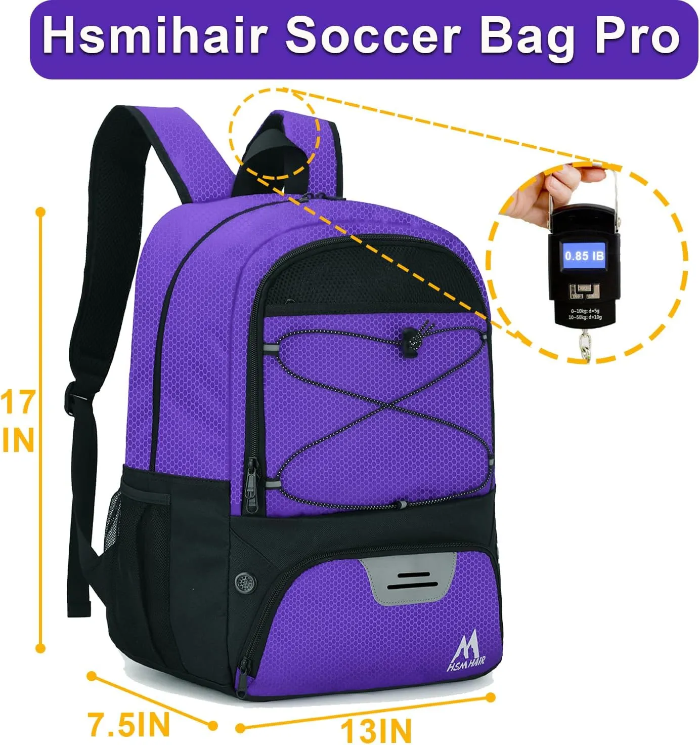 Soccer Bag-Soccer Backpack&Backpack for & Football Volleyball & Basketball,with Ball Compartment and Separate Cleat (Purple)