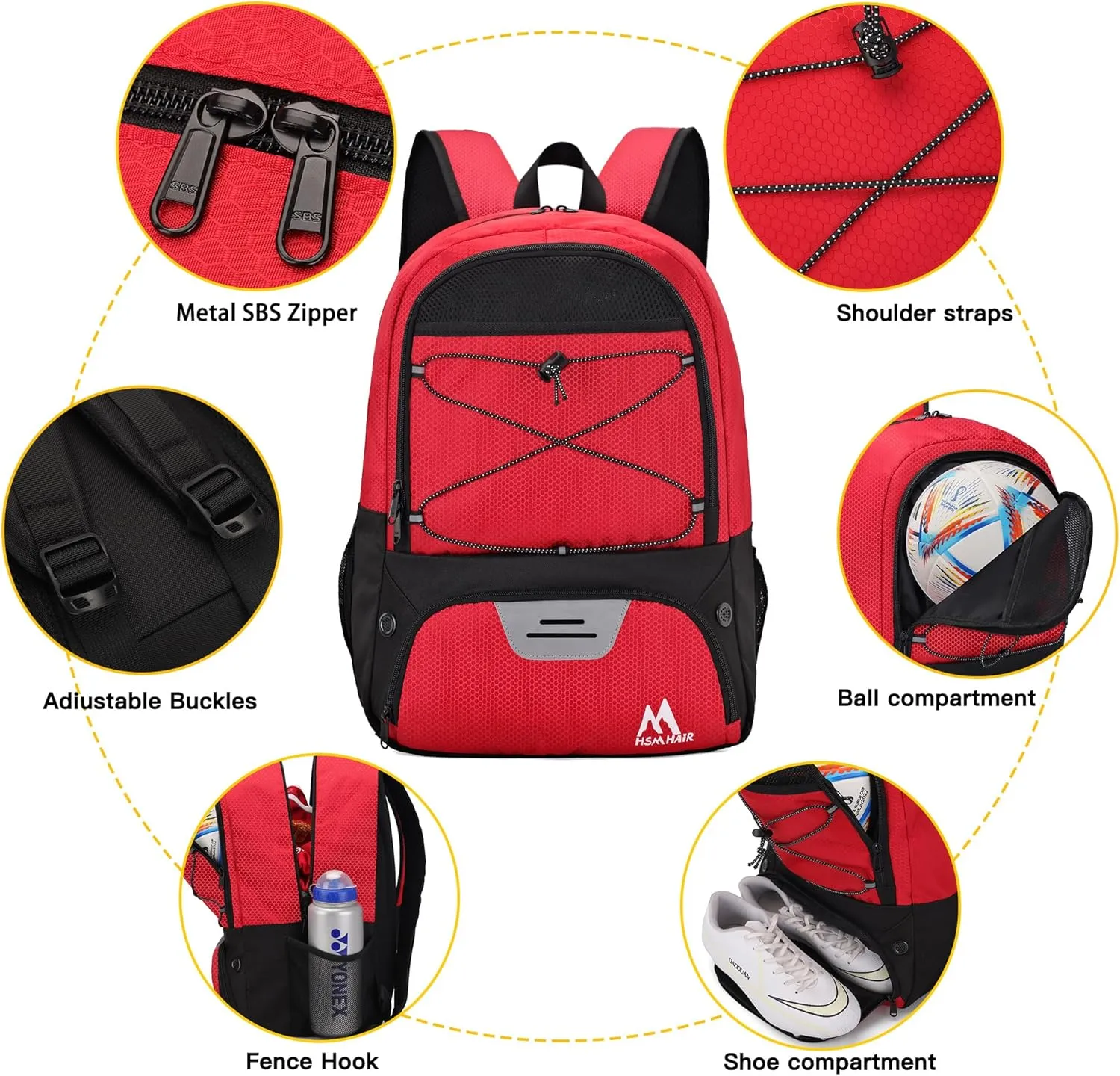 Soccer Bag-Soccer Backpack&Backpack for&Football Volleyball& Basketball,with Ball Compartment and Training Package
