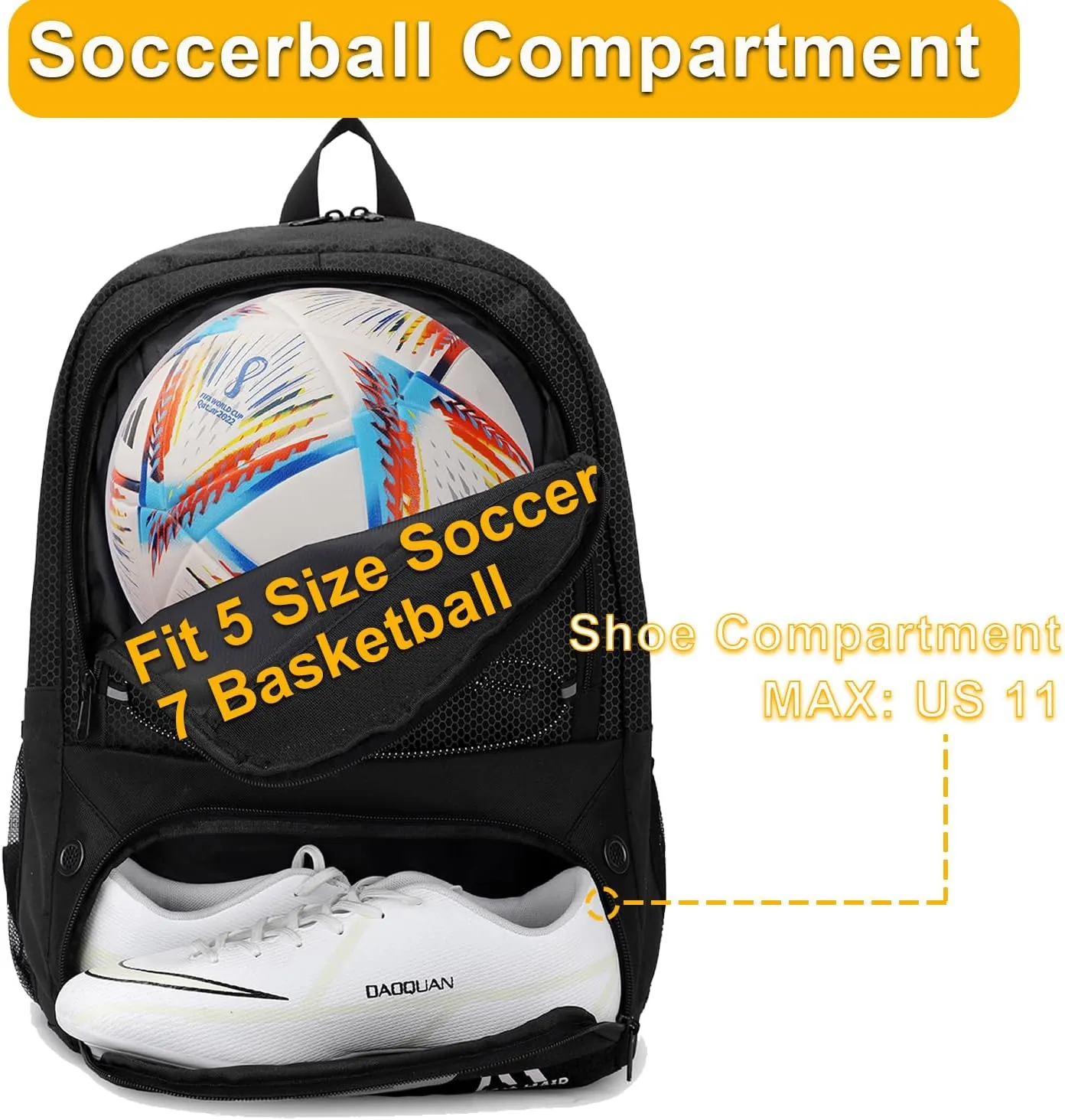 Soccer Bag-Soccer Backpack&Backpack for&Football Volleyball& Basketball,with Ball Compartment and Training Package