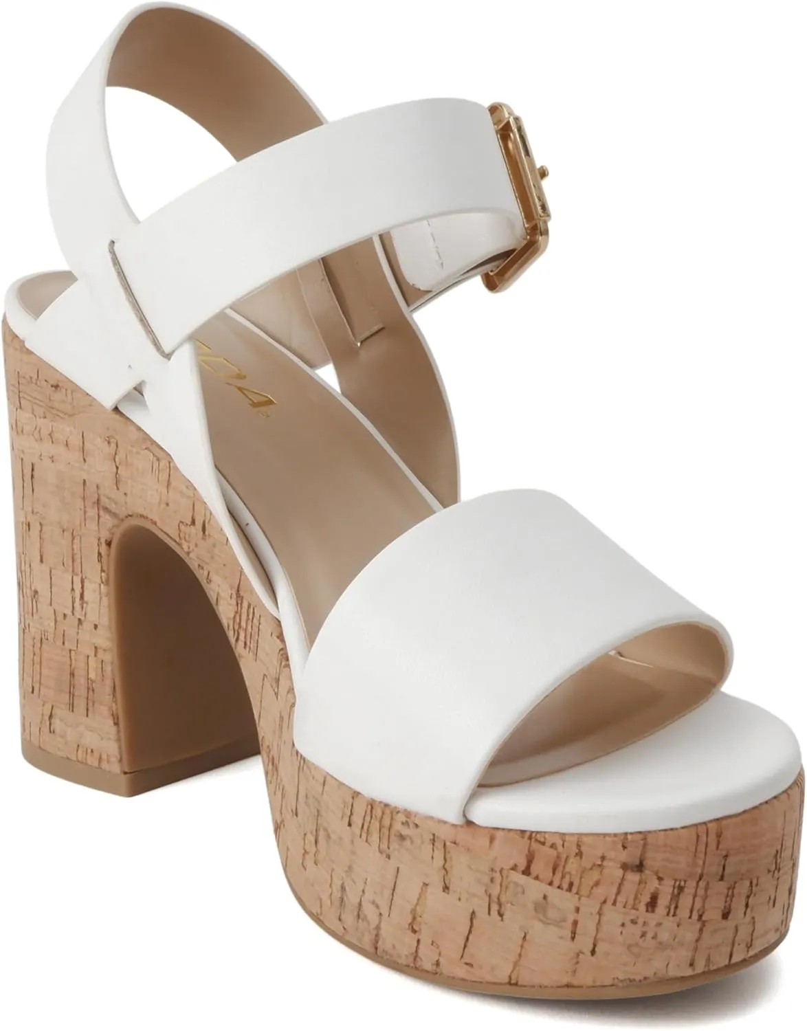 Soda “Annual” ~ Women Open Round Toe Single Band High Heel Notch Wedge Sandals with Adjustable Ankle Strap