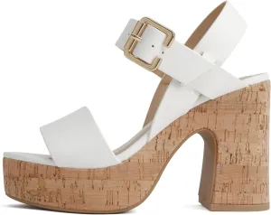 Soda “Annual” ~ Women Open Round Toe Single Band High Heel Notch Wedge Sandals with Adjustable Ankle Strap