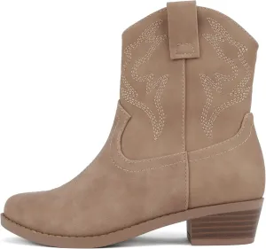 Soda “BLAZING-2” ~ Little Kids/Children/Girls Stitched Pointed Toe Low Heel High Top Ankle Shaft Western Boot Bootie