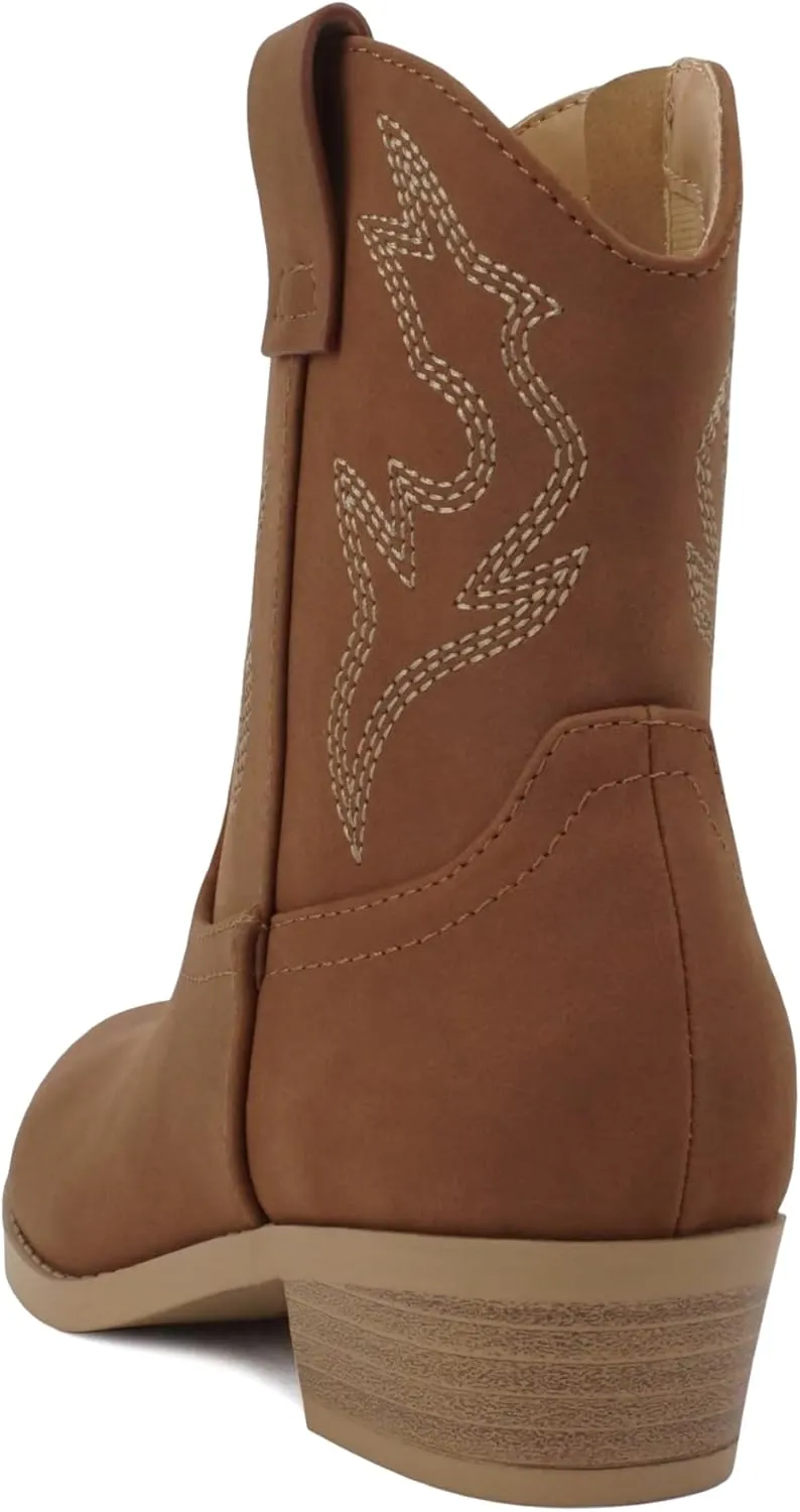 Soda “BLAZING-2” ~ Little Kids/Children/Girls Stitched Pointed Toe Low Heel High Top Ankle Shaft Western Boot Bootie