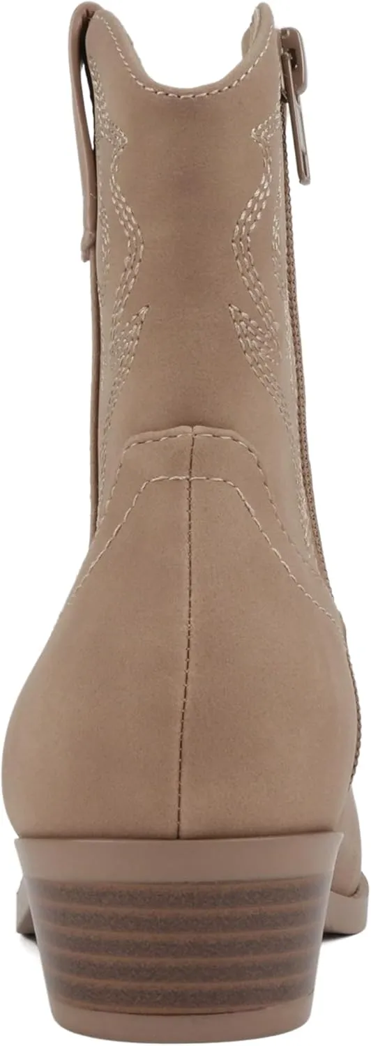 Soda “BLAZING-2” ~ Little Kids/Children/Girls Stitched Pointed Toe Low Heel High Top Ankle Shaft Western Boot Bootie