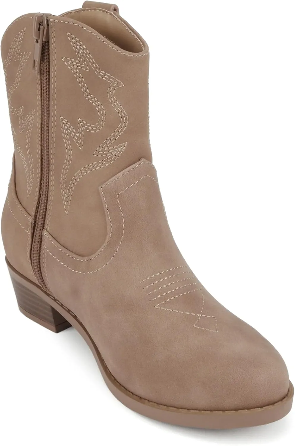 Soda “BLAZING-2” ~ Little Kids/Children/Girls Stitched Pointed Toe Low Heel High Top Ankle Shaft Western Boot Bootie