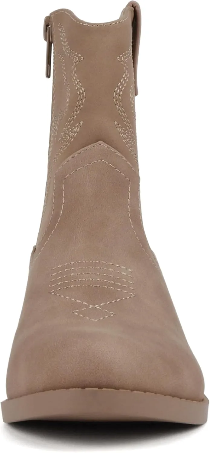 Soda “BLAZING-2” ~ Little Kids/Children/Girls Stitched Pointed Toe Low Heel High Top Ankle Shaft Western Boot Bootie