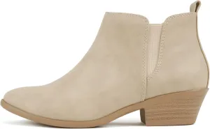 Soda “CHARMER” ~ Women Pointed Toe Elastic Gore Low Heel Ankle Bootie with Zipper Closure