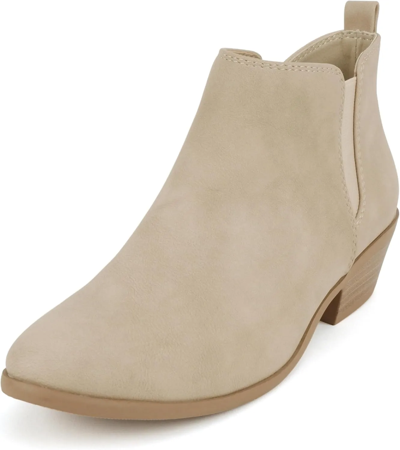 Soda “CHARMER” ~ Women Pointed Toe Elastic Gore Low Heel Ankle Bootie with Zipper Closure