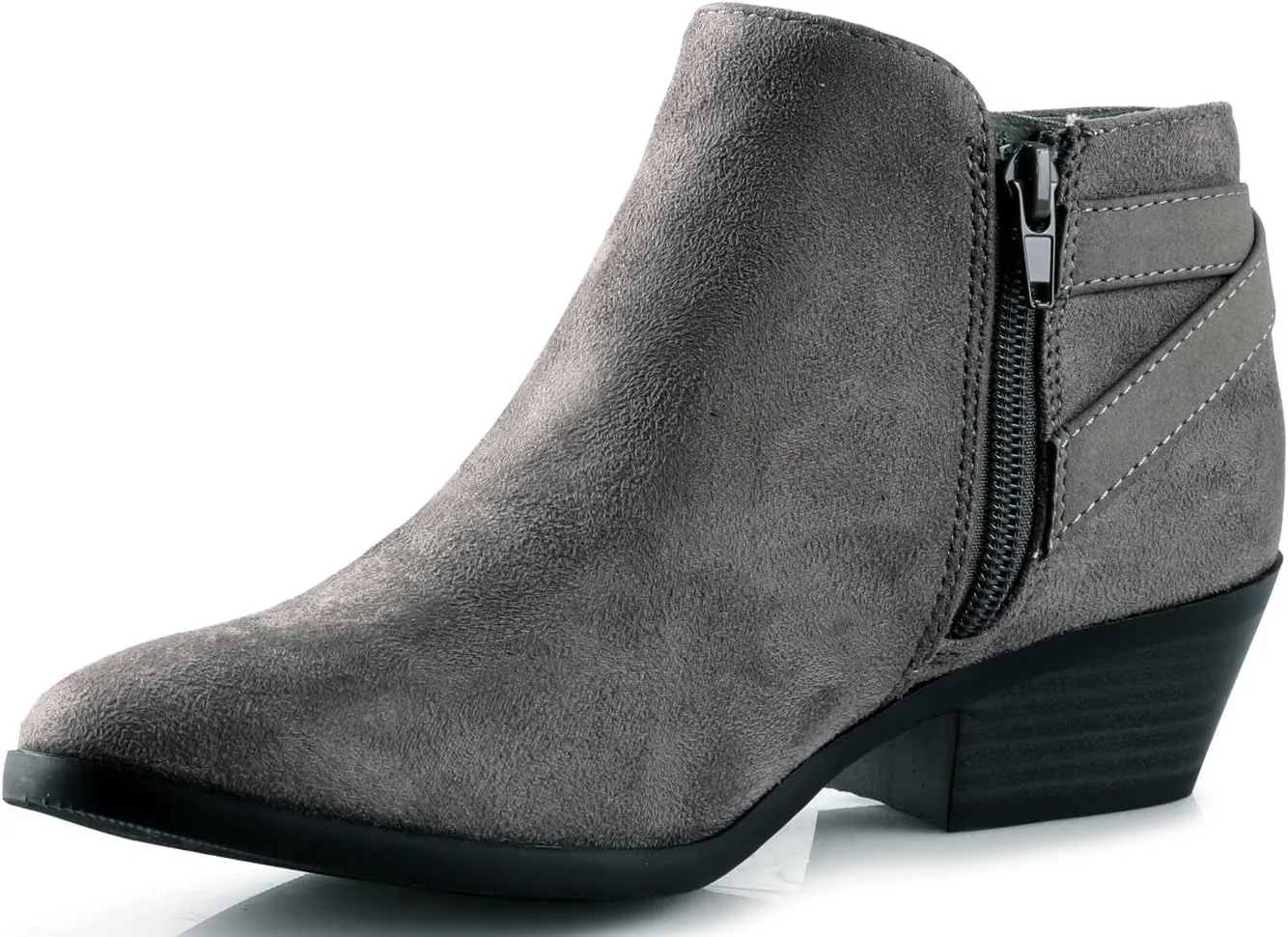 Soda CHOYA Women's Round Toe Faux Suede Stacked Heel Western Ankle Bootie