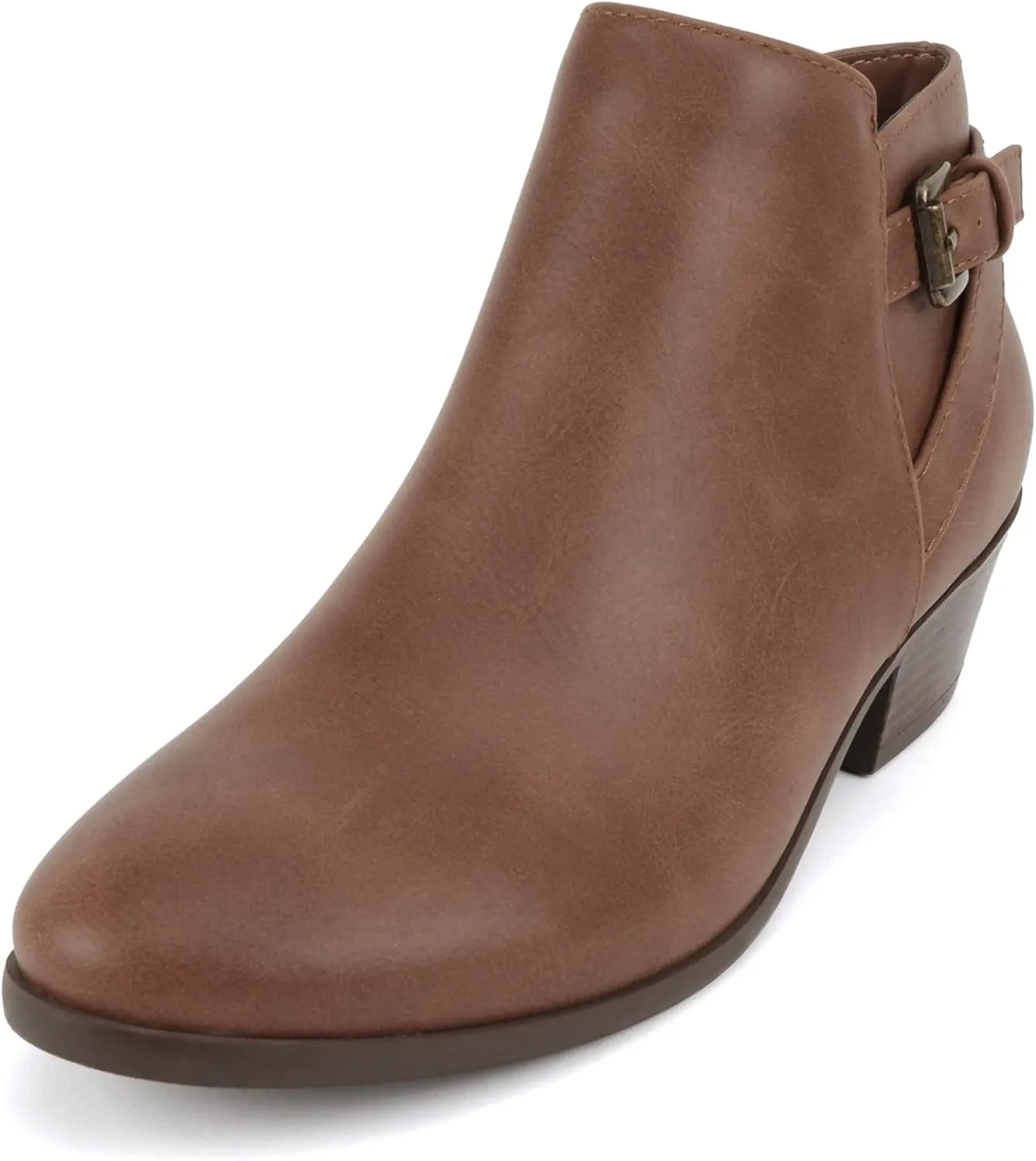 Soda CHOYA Women's Round Toe Faux Suede Stacked Heel Western Ankle Bootie