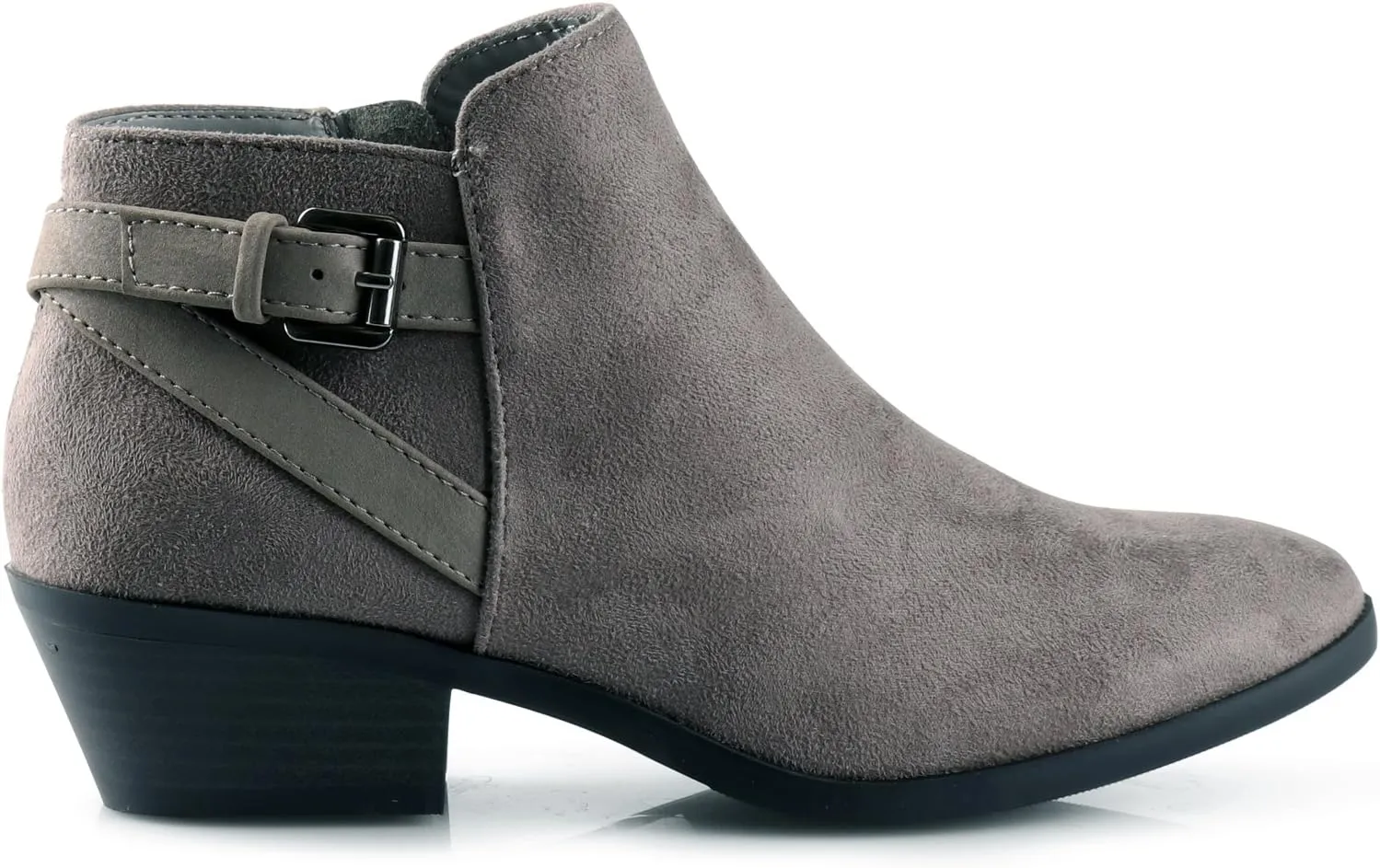 Soda CHOYA Women's Round Toe Faux Suede Stacked Heel Western Ankle Bootie