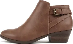 Soda CHOYA Women's Round Toe Faux Suede Stacked Heel Western Ankle Bootie