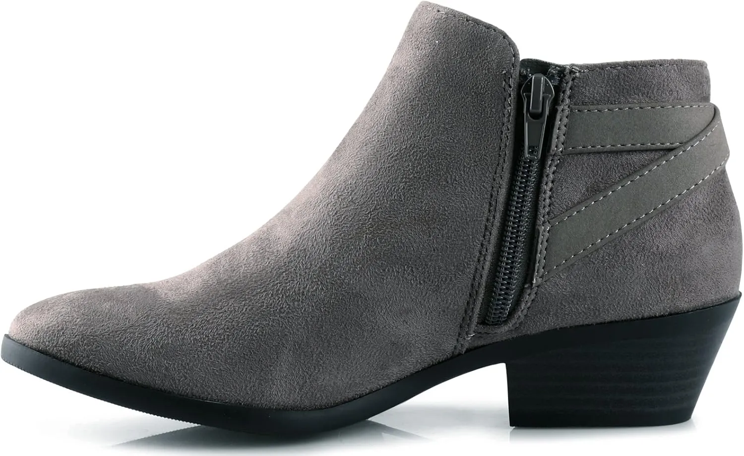 Soda CHOYA Women's Round Toe Faux Suede Stacked Heel Western Ankle Bootie