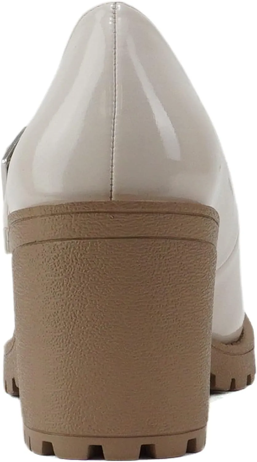 Soda “Eviana” ~ Women Mary Jane Round Toe Mid Chunky Block Heel Lug Sole Pump with Adjustable Strap