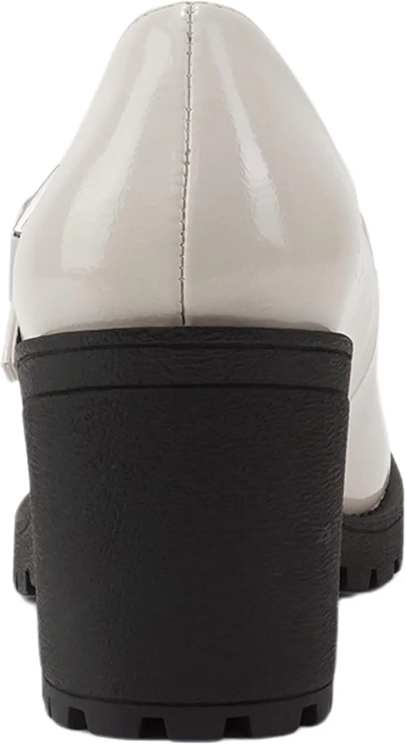 Soda “Eviana” ~ Women Mary Jane Round Toe Mid Chunky Block Heel Lug Sole Pump with Adjustable Strap