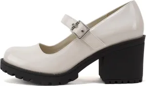 Soda “Eviana” ~ Women Mary Jane Round Toe Mid Chunky Block Heel Lug Sole Pump with Adjustable Strap