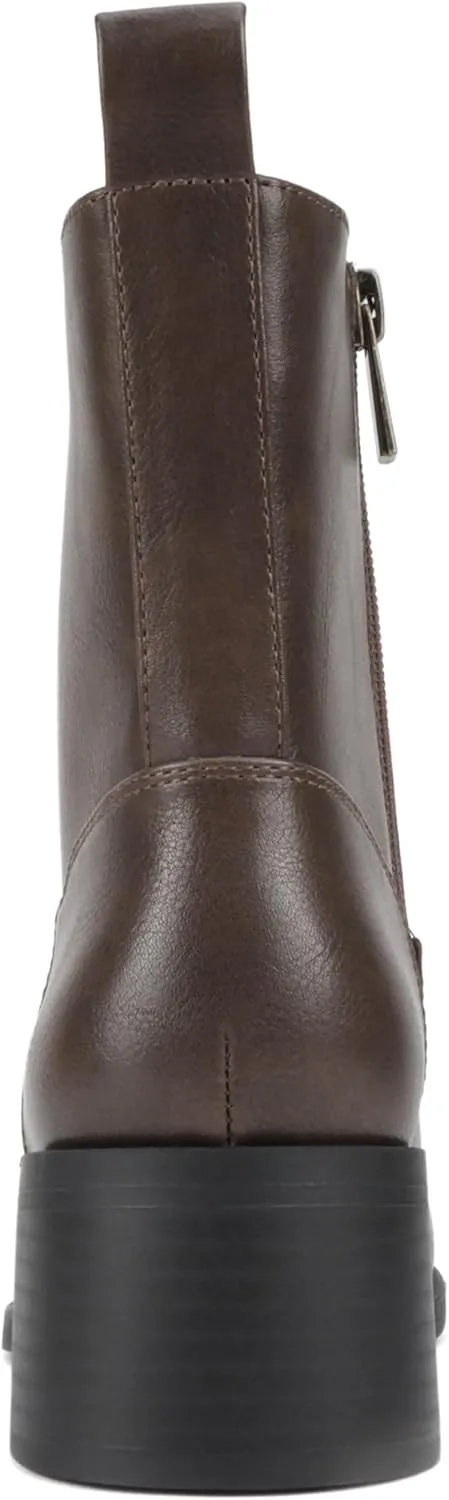 Soda “Heron” ~ Women Round Toe Low Block Heel Ankle Boot with Side Zipper