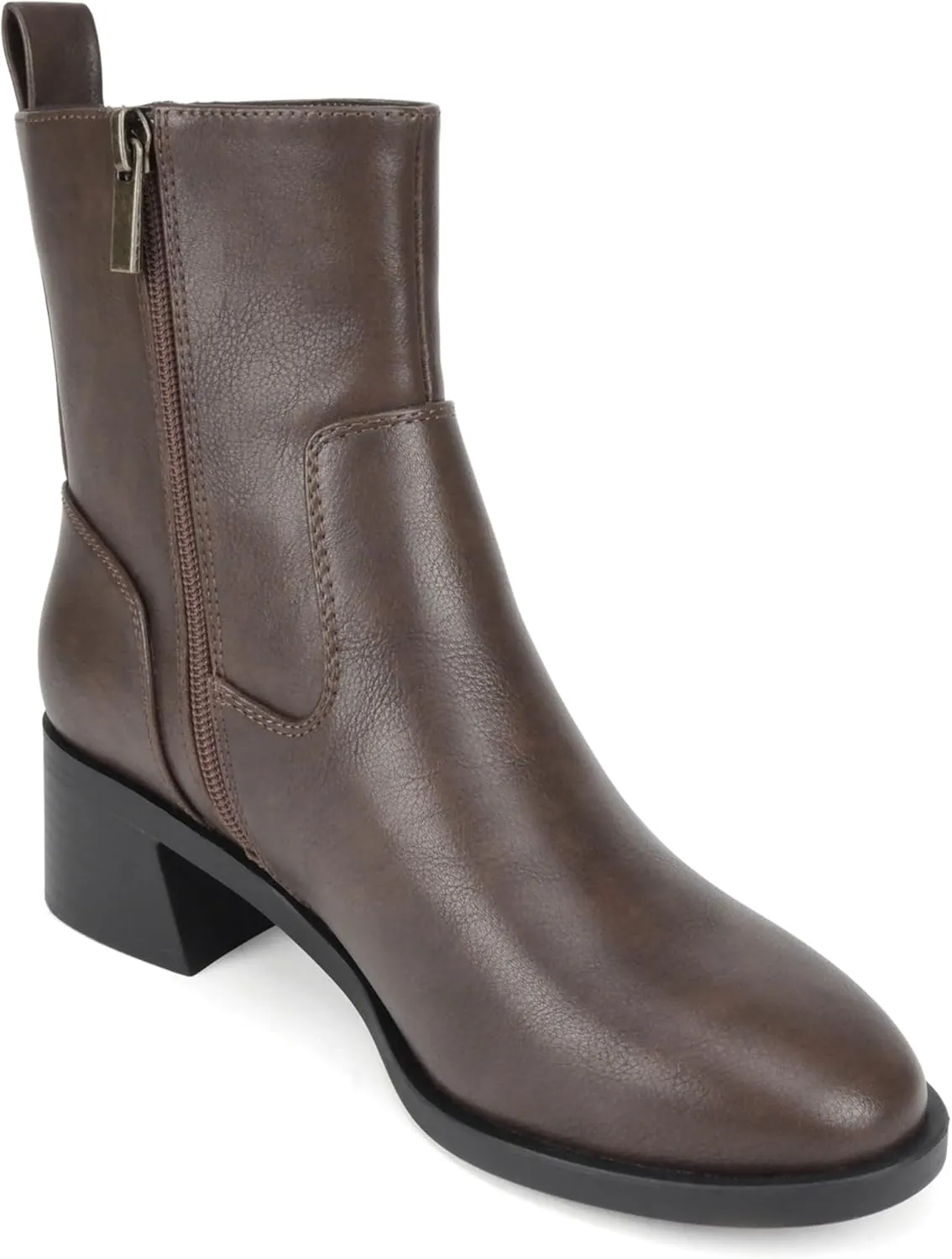 Soda “Heron” ~ Women Round Toe Low Block Heel Ankle Boot with Side Zipper
