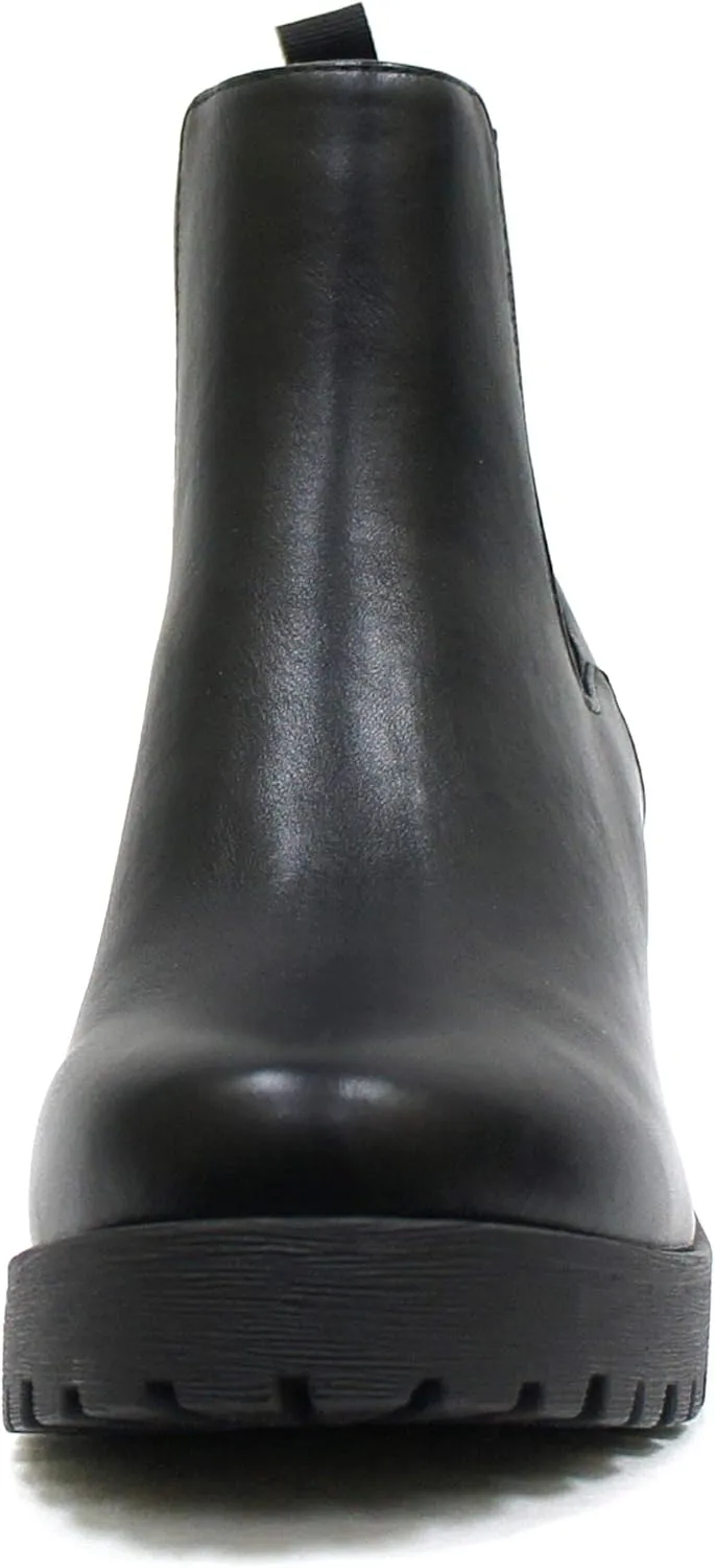 Soda JABER ~ WOMEN LUG SOLE MID HEEL FASHION ANKLE BOOTIE W/DOUBLE ELASTIC GORE