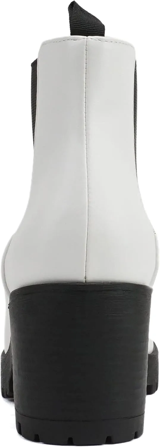 Soda JABER ~ WOMEN LUG SOLE MID HEEL FASHION ANKLE BOOTIE W/DOUBLE ELASTIC GORE