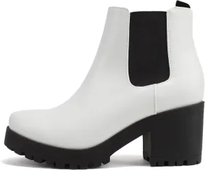 Soda JABER ~ WOMEN LUG SOLE MID HEEL FASHION ANKLE BOOTIE W/DOUBLE ELASTIC GORE