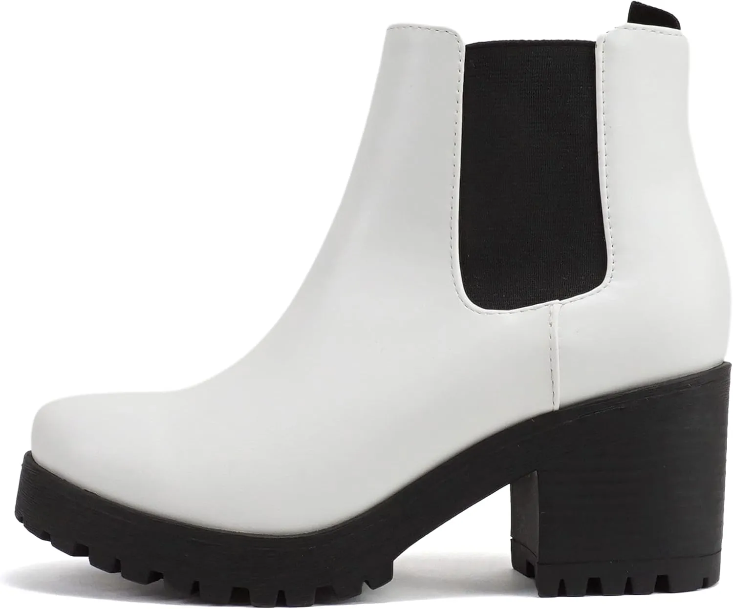 Soda JABER ~ WOMEN LUG SOLE MID HEEL FASHION ANKLE BOOTIE W/DOUBLE ELASTIC GORE