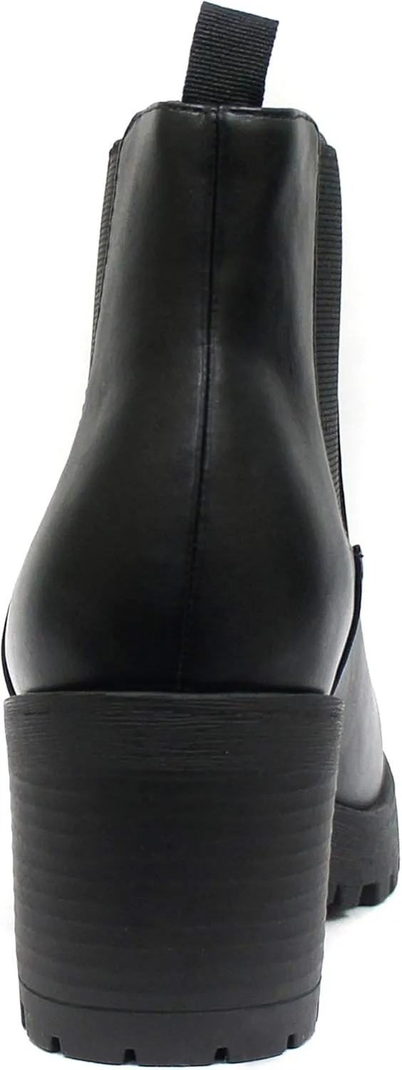 Soda JABER ~ WOMEN LUG SOLE MID HEEL FASHION ANKLE BOOTIE W/DOUBLE ELASTIC GORE