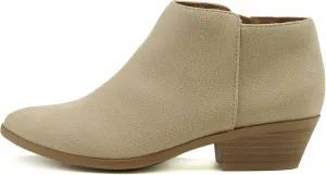 Soda Lt Wheat Su Stacked Block Heel Closed Rounded Toe Side Zipper Ankle Booties