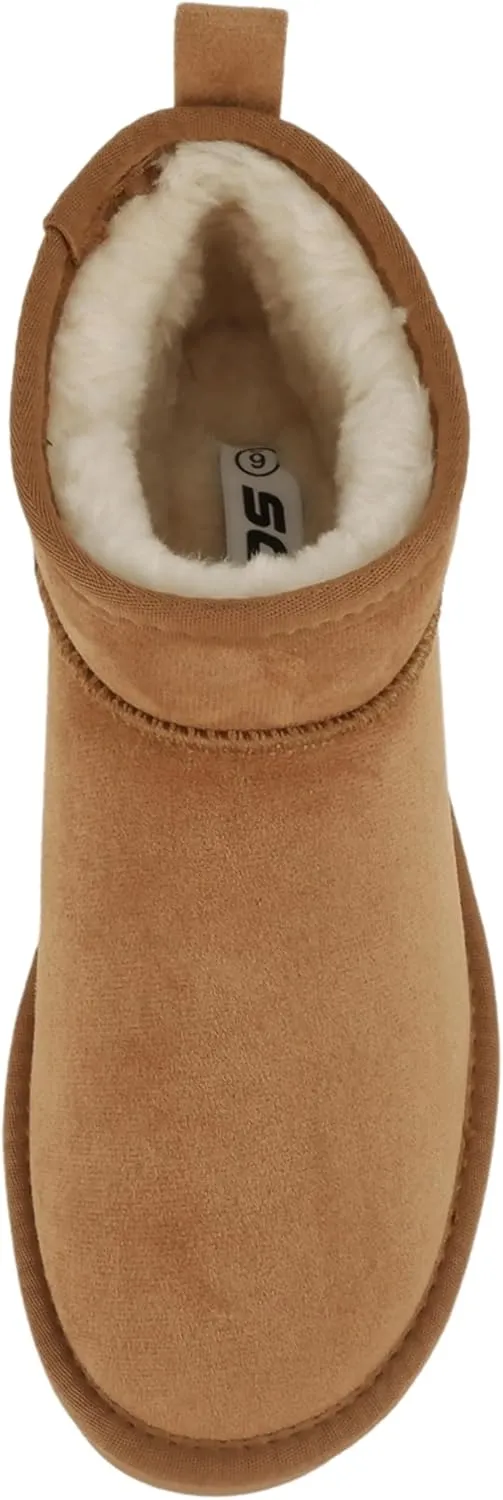 Soda “Mutual” ~ Women Round Toe Lug Sole Low Flatform Sherpa-lined Ankle Bootie