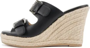 Soda “Nakia” ~ Women Open Round Toe Double Strap Wedge Sandal with Buckle Closures