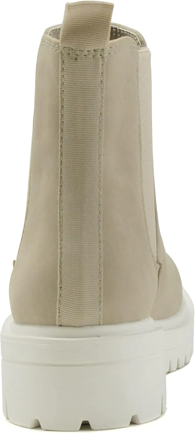 Soda Pilot ~ Women Lug Sole Low Heel Chelsea Fashion Ankle Bootie w/Double Elastic Gore