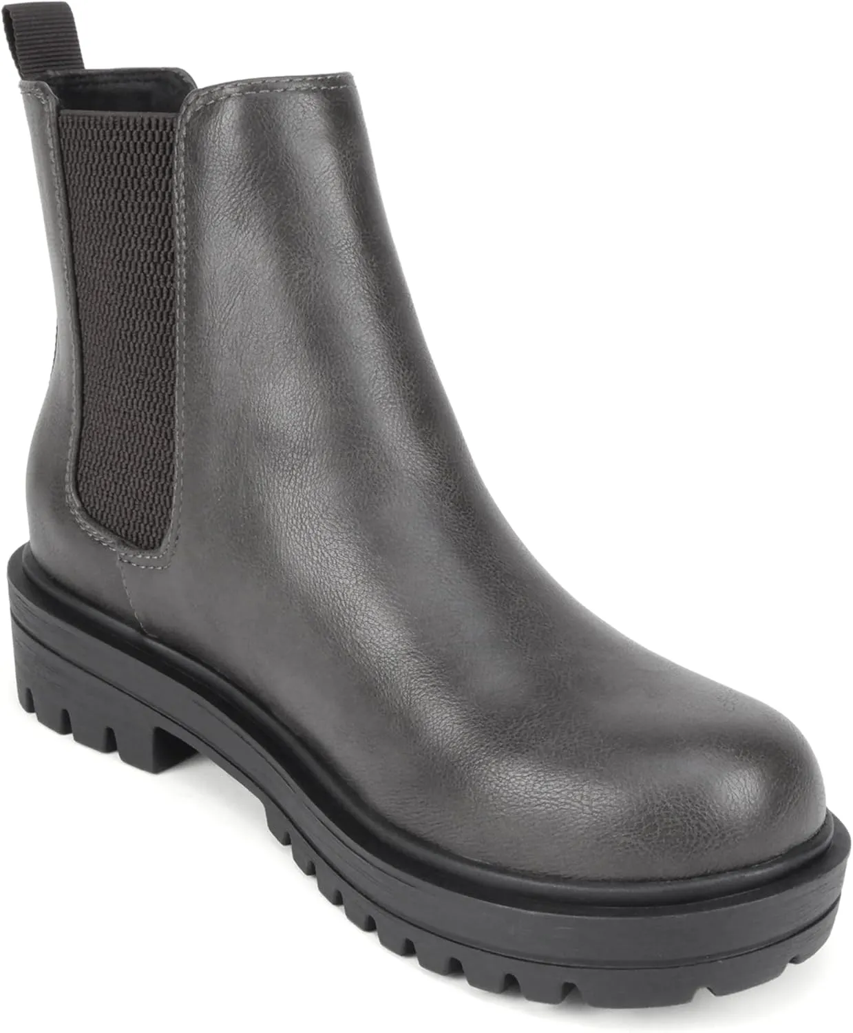 Soda Pilot ~ Women Lug Sole Low Heel Chelsea Fashion Ankle Bootie w/Double Elastic Gore