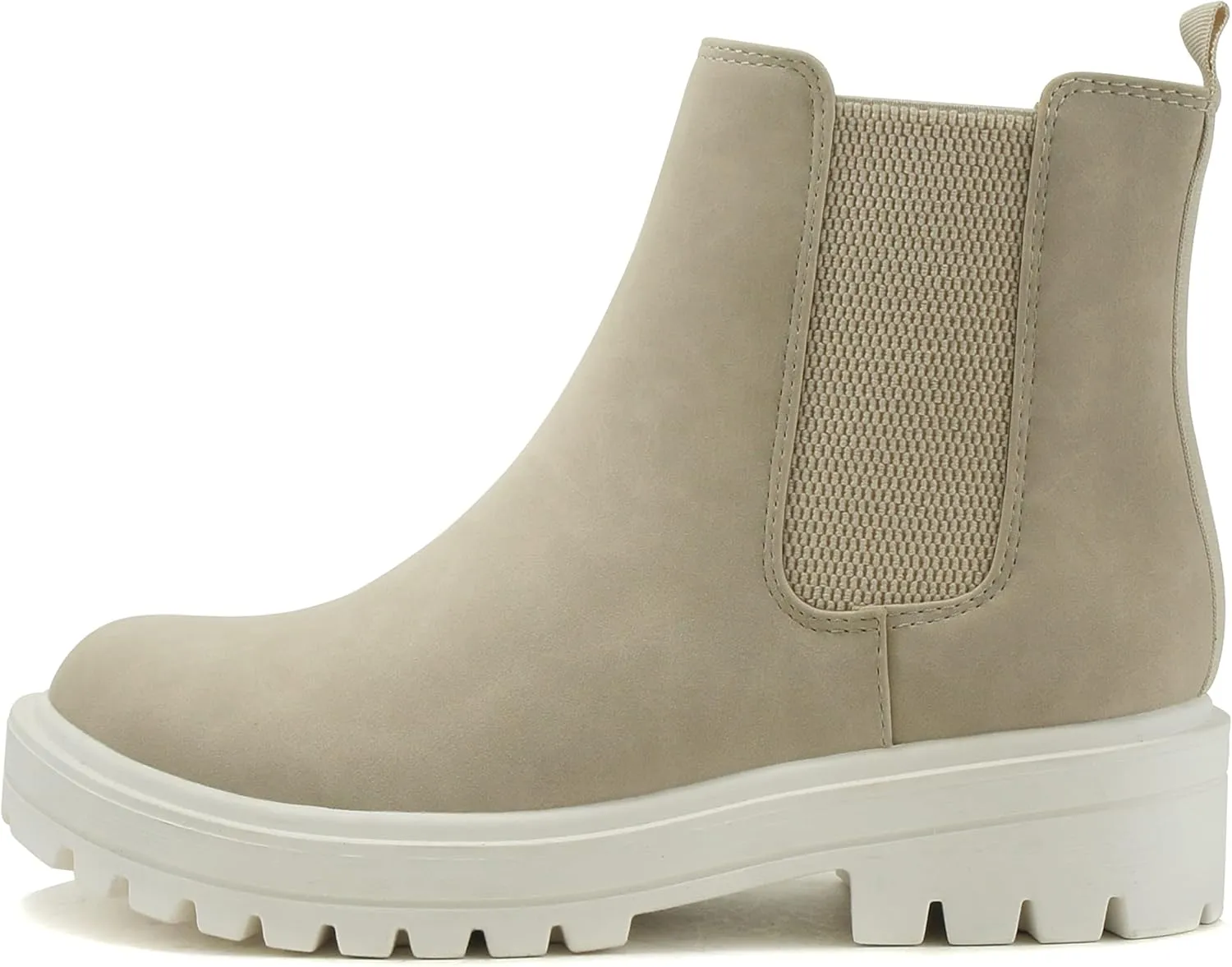 Soda Pilot ~ Women Lug Sole Low Heel Chelsea Fashion Ankle Bootie w/Double Elastic Gore