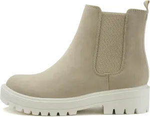 Soda Pilot ~ Women Lug Sole Low Heel Chelsea Fashion Ankle Bootie w/Double Elastic Gore