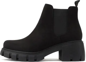 Soda PIONEER ~ Women Lug Sole Mid Heel Chelsea Fashion Ankle Bootie w/Double Elastic Gore