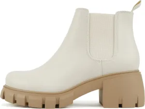 Soda PIONEER ~ Women Lug Sole Mid Heel Chelsea Fashion Ankle Bootie w/Double Elastic Gore