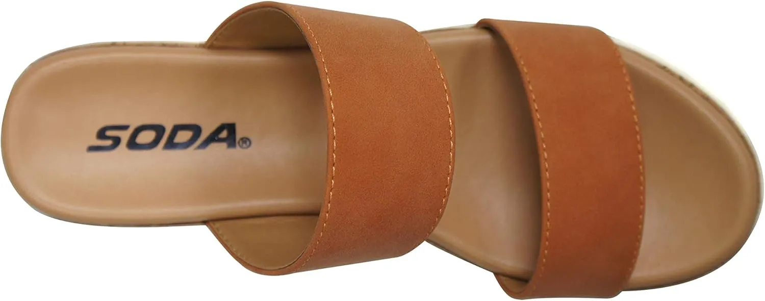 Soda Poppin ~ Slip On Flatform with Inmitation Cork Bottom and Double Straps