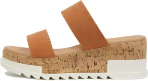 Soda Poppin ~ Slip On Flatform with Inmitation Cork Bottom and Double Straps