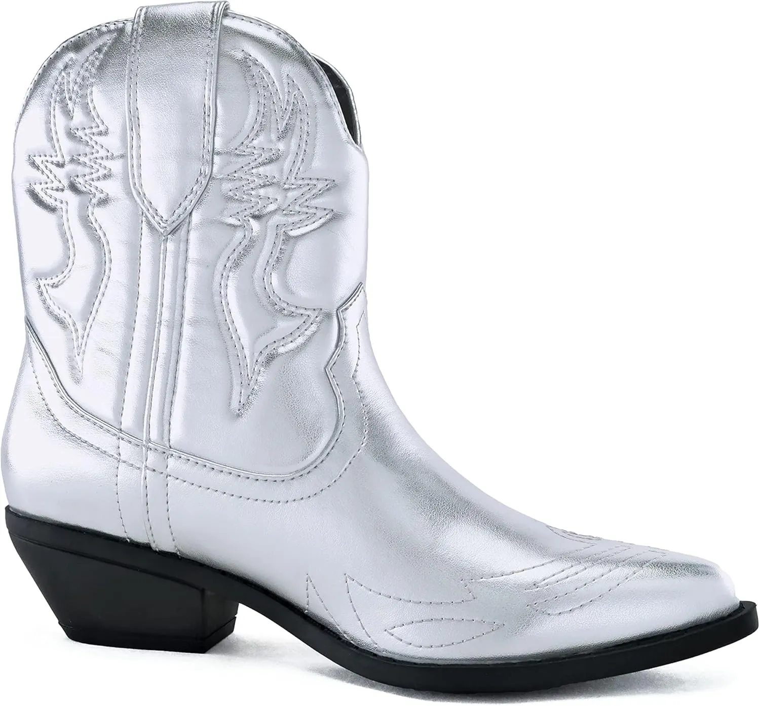 Soda RIGGING ~ Women Western Stitched Pointe Toe Low Heel Ankle Mid Shaft Boots