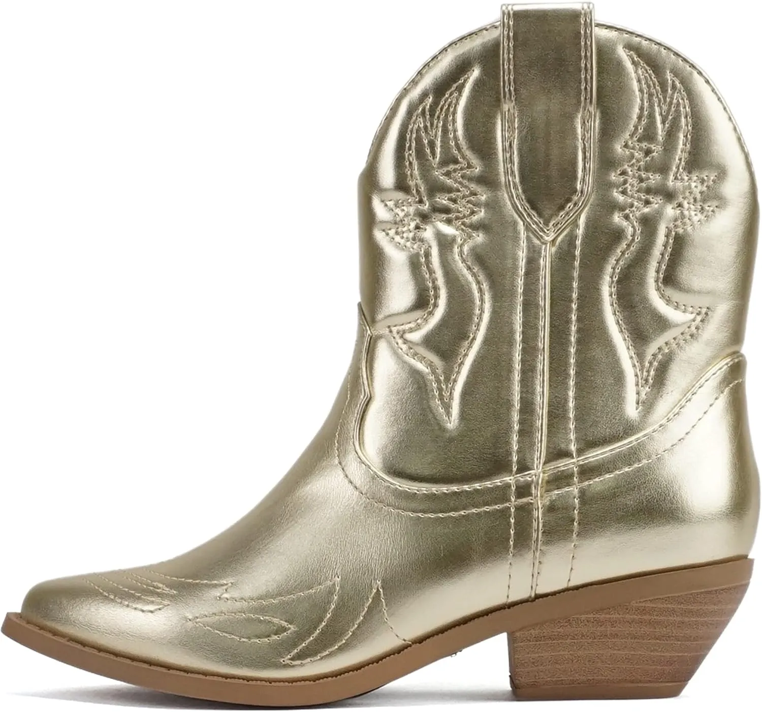Soda RIGGING ~ Women Western Stitched Pointe Toe Low Heel Ankle Mid Shaft Boots