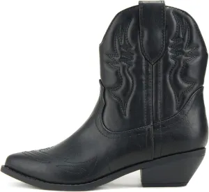 Soda RIGGING ~ Women Western Stitched Pointe Toe Low Heel Ankle Mid Shaft Boots