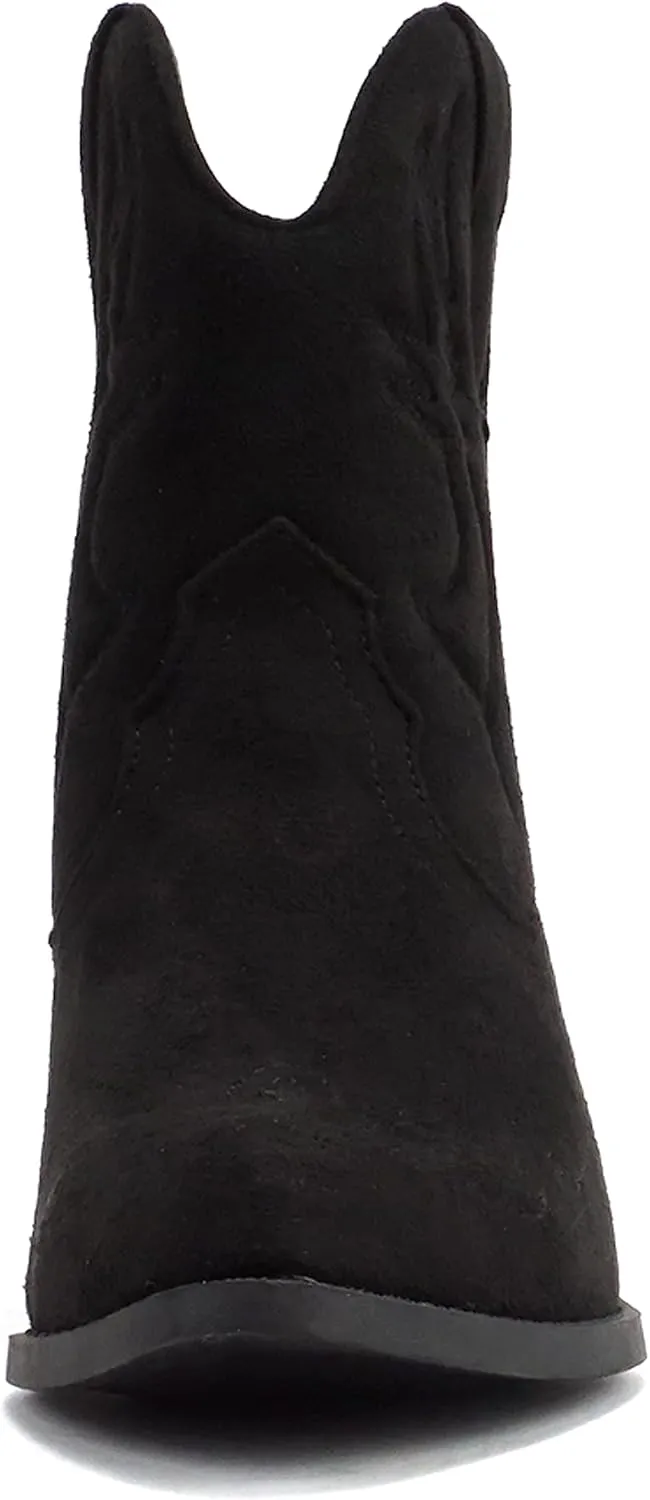 Soda RIGGING ~ Women Western Stitched Pointe Toe Low Heel Ankle Mid Shaft Boots