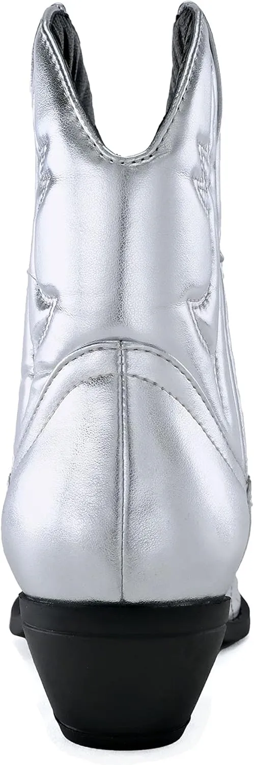 Soda RIGGING ~ Women Western Stitched Pointe Toe Low Heel Ankle Mid Shaft Boots