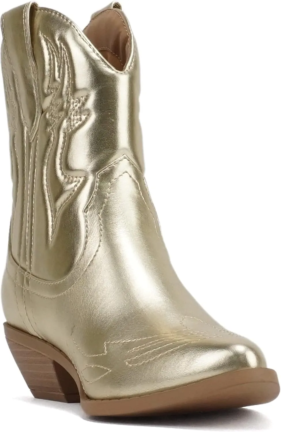 Soda RIGGING ~ Women Western Stitched Pointe Toe Low Heel Ankle Mid Shaft Boots