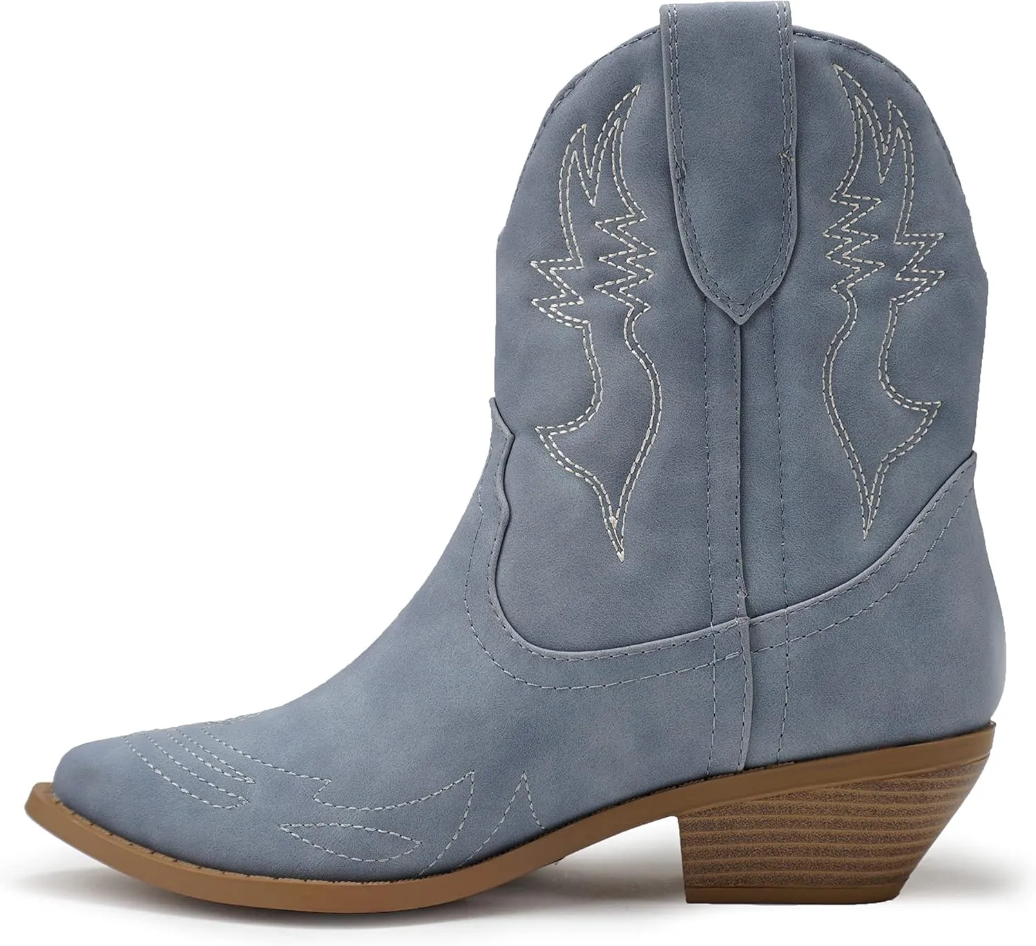 Soda RIGGING ~ Women Western Stitched Pointe Toe Low Heel Ankle Mid Shaft Boots
