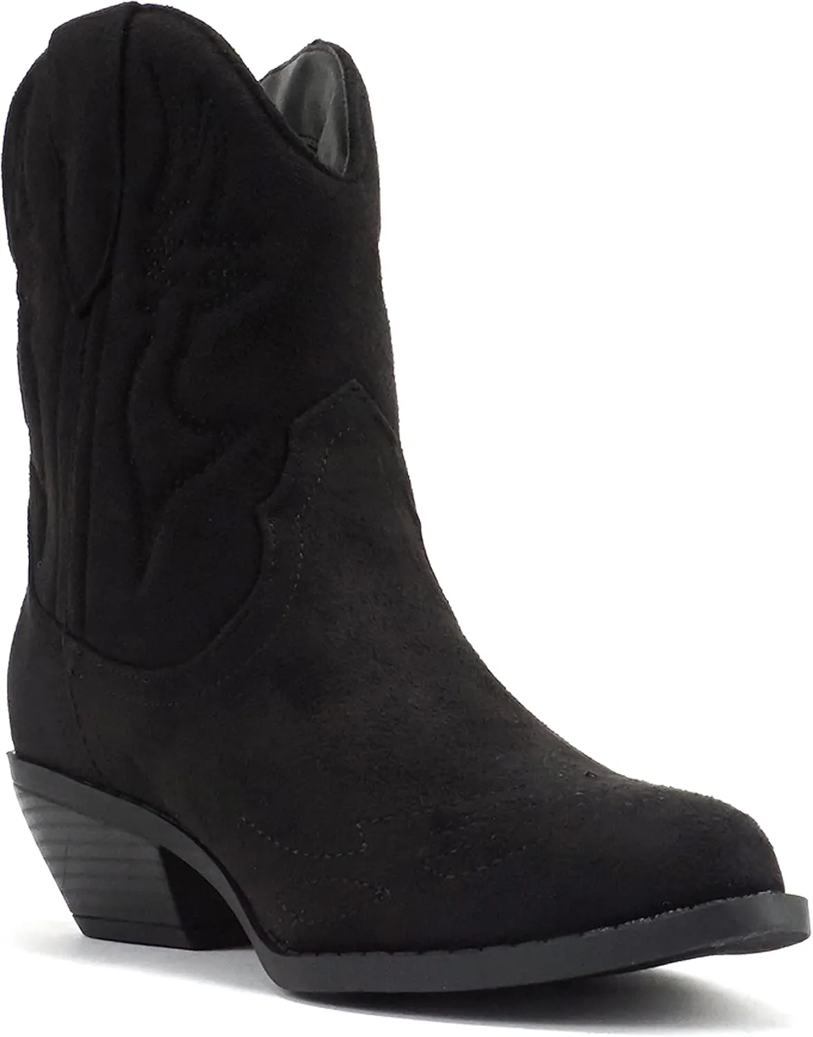 Soda RIGGING ~ Women Western Stitched Pointe Toe Low Heel Ankle Mid Shaft Boots