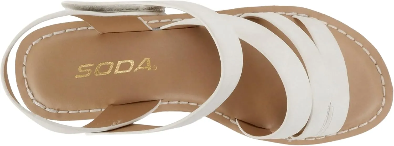Soda “Sheet” ~ Women Round Toe Multi Strap Wedge Sandal