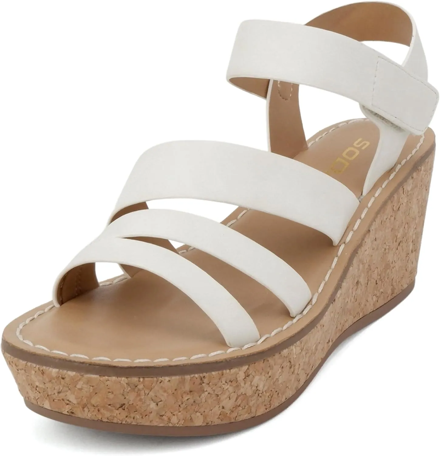Soda “Sheet” ~ Women Round Toe Multi Strap Wedge Sandal