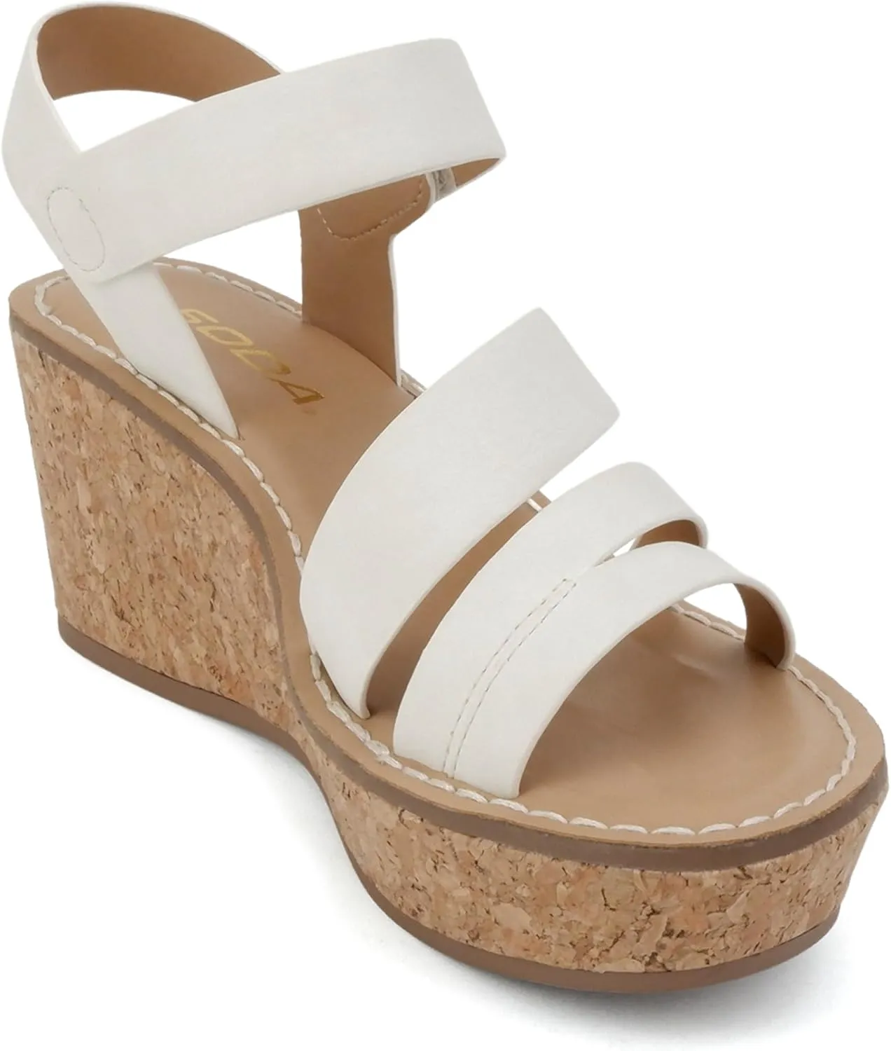 Soda “Sheet” ~ Women Round Toe Multi Strap Wedge Sandal