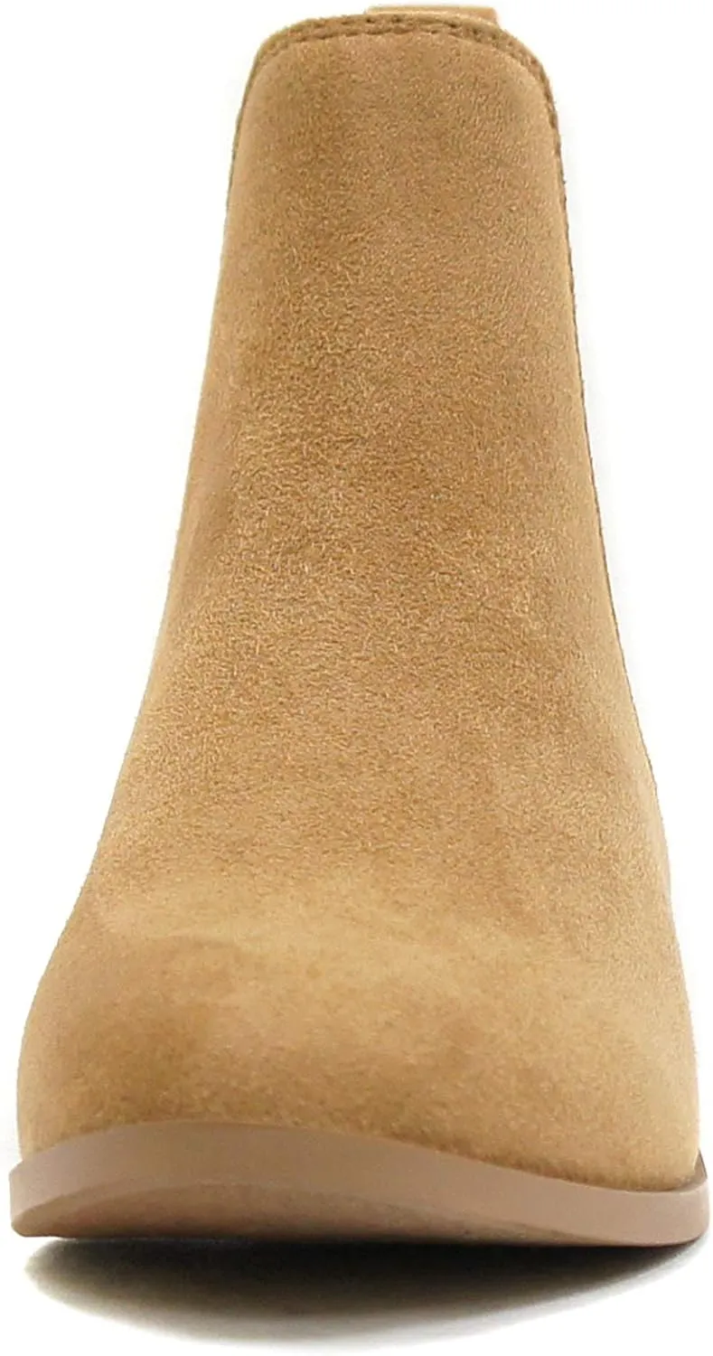 Soda TEAPOT ~ WOMEN STACK LOW BLOCK HEEL CHELSEA FASHION ANKLE BOOTIE W/DOUBLE ELASTIC GORE